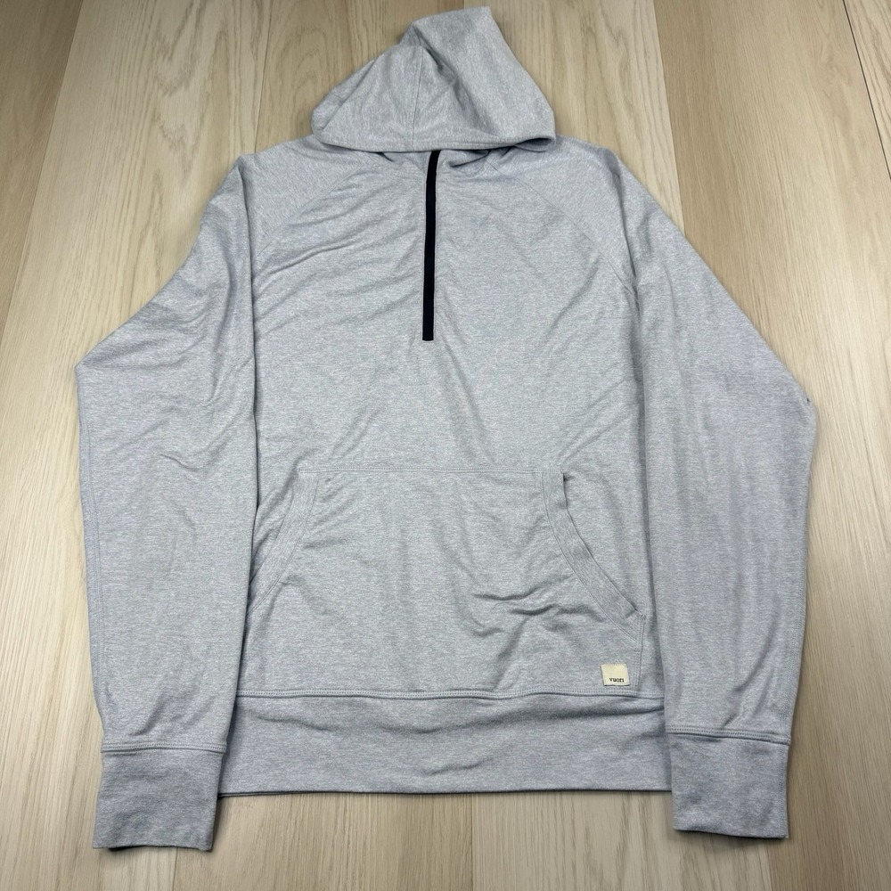 Vuori Ponto Performance Half Zip Hoodie Mens S Gray Heather DreamKnit V244